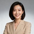 一位留着齐肩短发、身着米色职业套装、面带微笑的亚洲女性高管近照